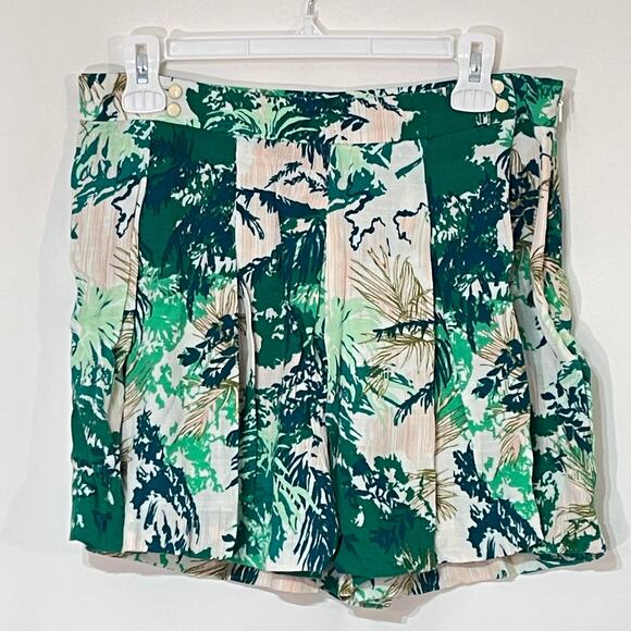 Anthropologie ELEVENSES Skort Womens 6 KADU PLEATED Wrap Skirt Shorts Green - Picture 2 of 7
